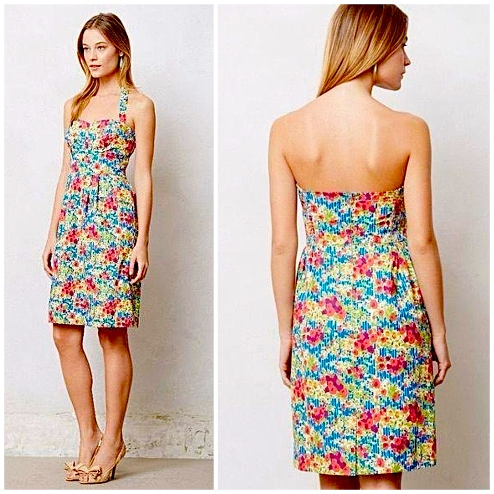 Anthropologie Girls From Savoy Garden Party Ditsy Floral Halter Pocketed Dress 0